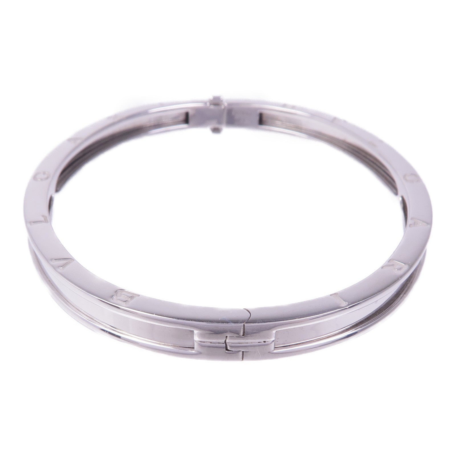 BVLGARI Interlocking Circles Cuff Bracelet Metal Leather Black