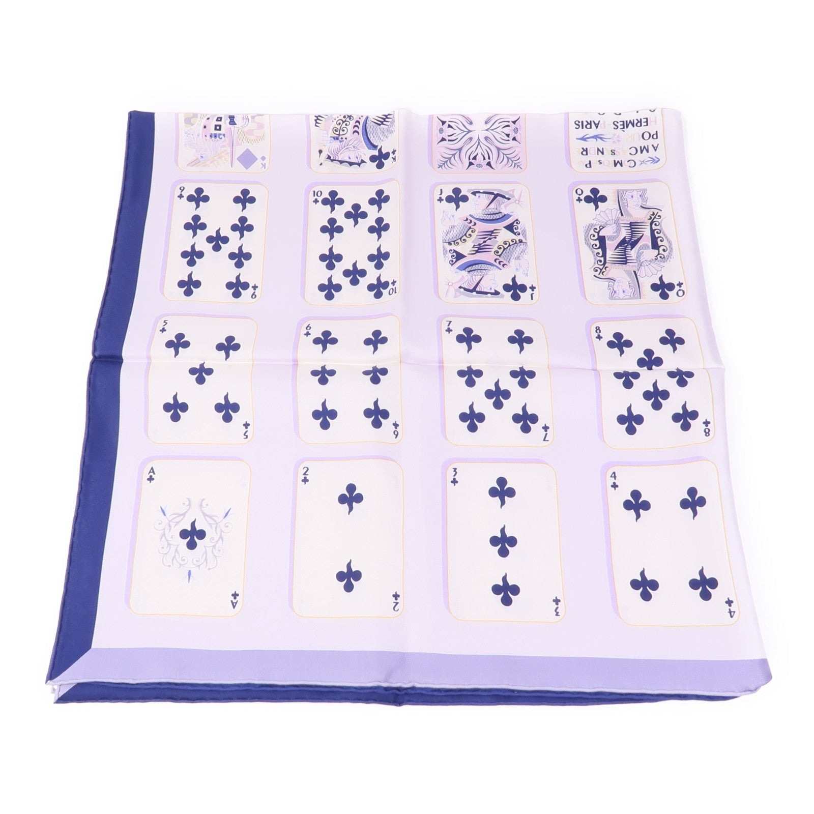 HERMES Scarf Scarves 003169S Silk Purple Blue White