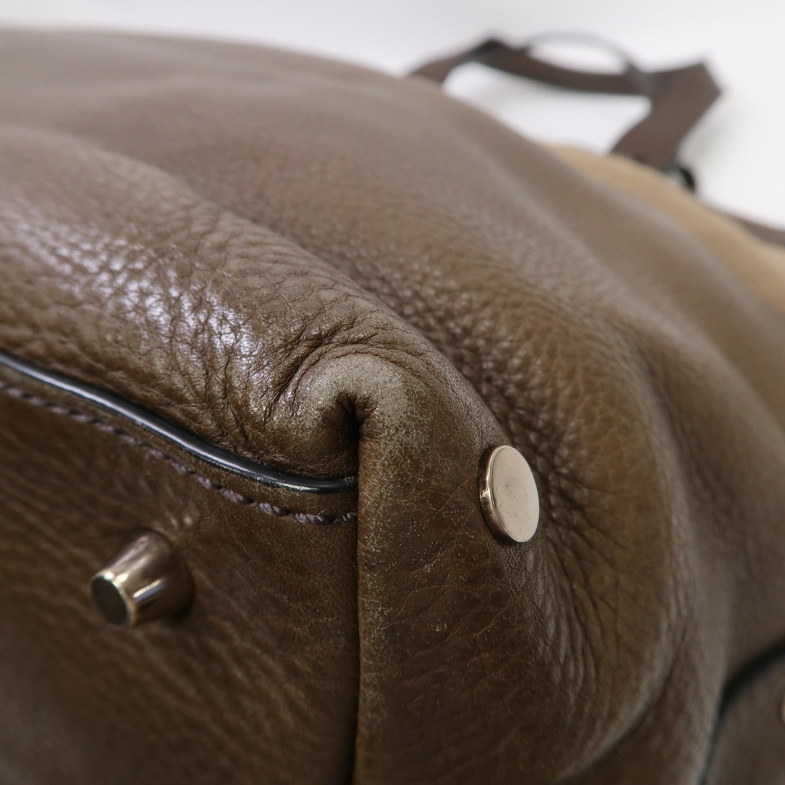 BURBERRY 塗層帆布/皮革Shoulder Bag金扣手挽肩背兩用袋啡色