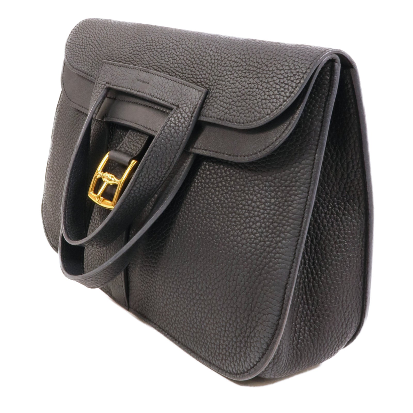 HERMES Clemence皮革Halzan 31手挽肩背兩用袋Blue Nuit