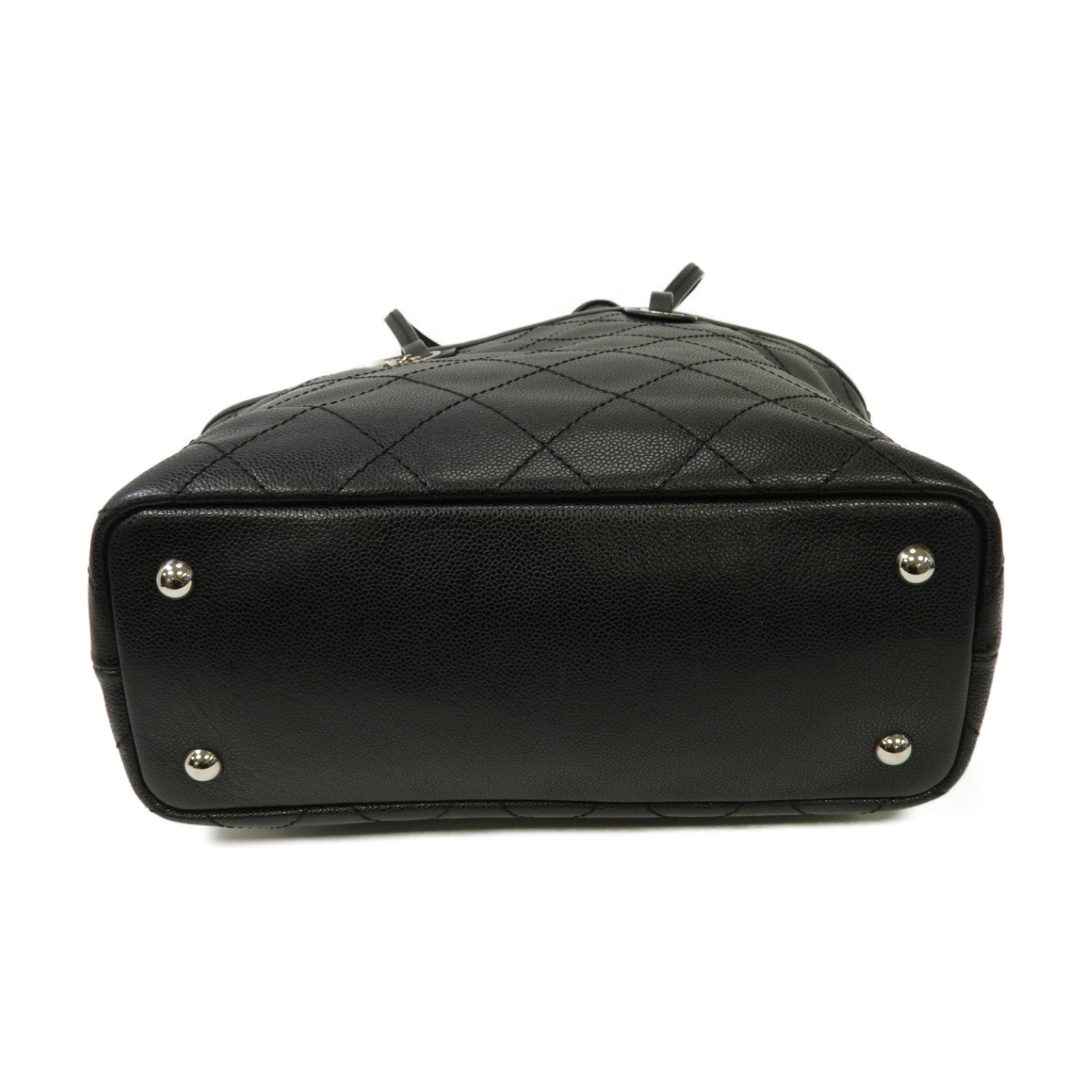 CHANEL 【激減優惠】菱格Caviar皮革Tote Bag銀扣手挽袋黒色