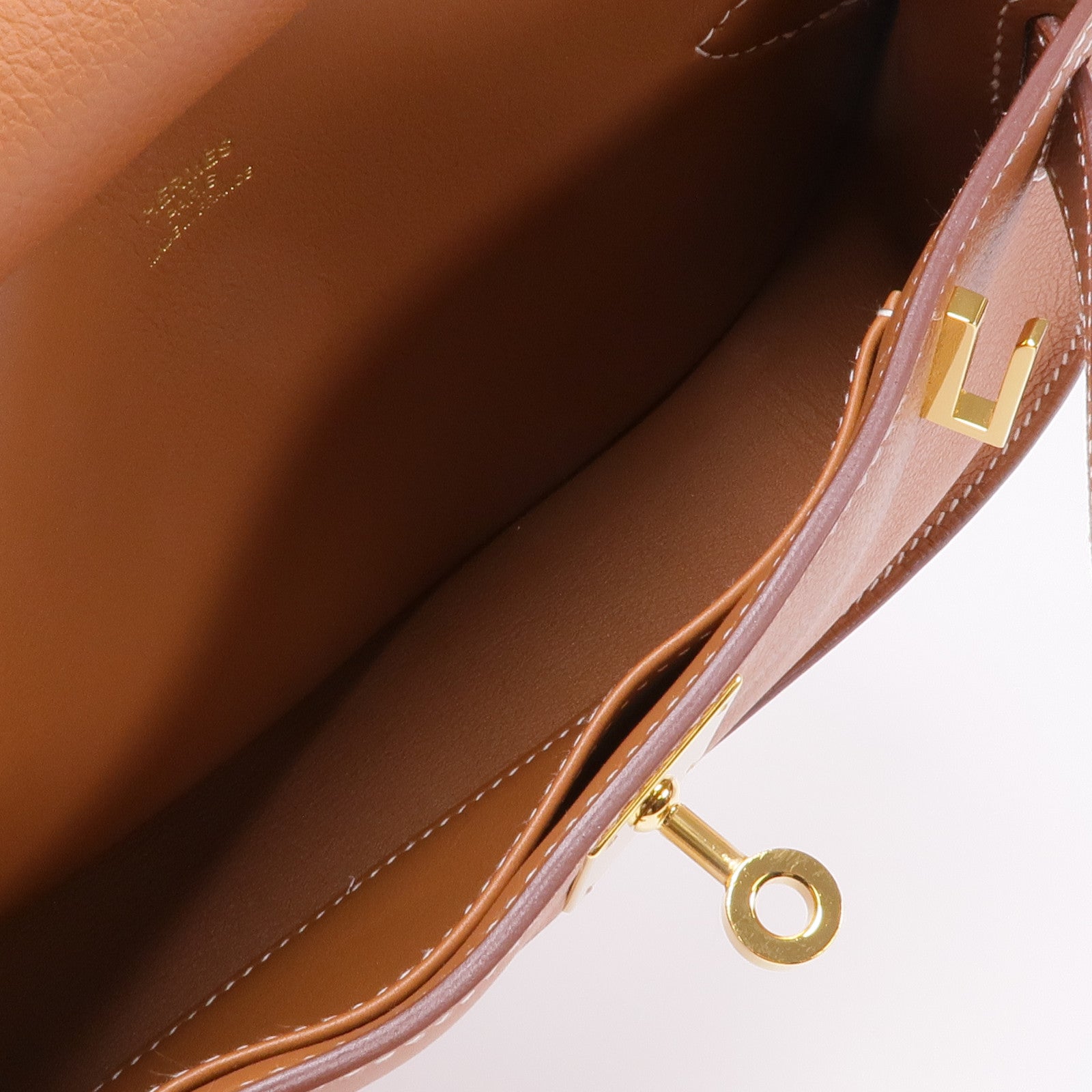 HERMES Evercolor皮革Jypsiere Mini金扣肩背袋37 Gold