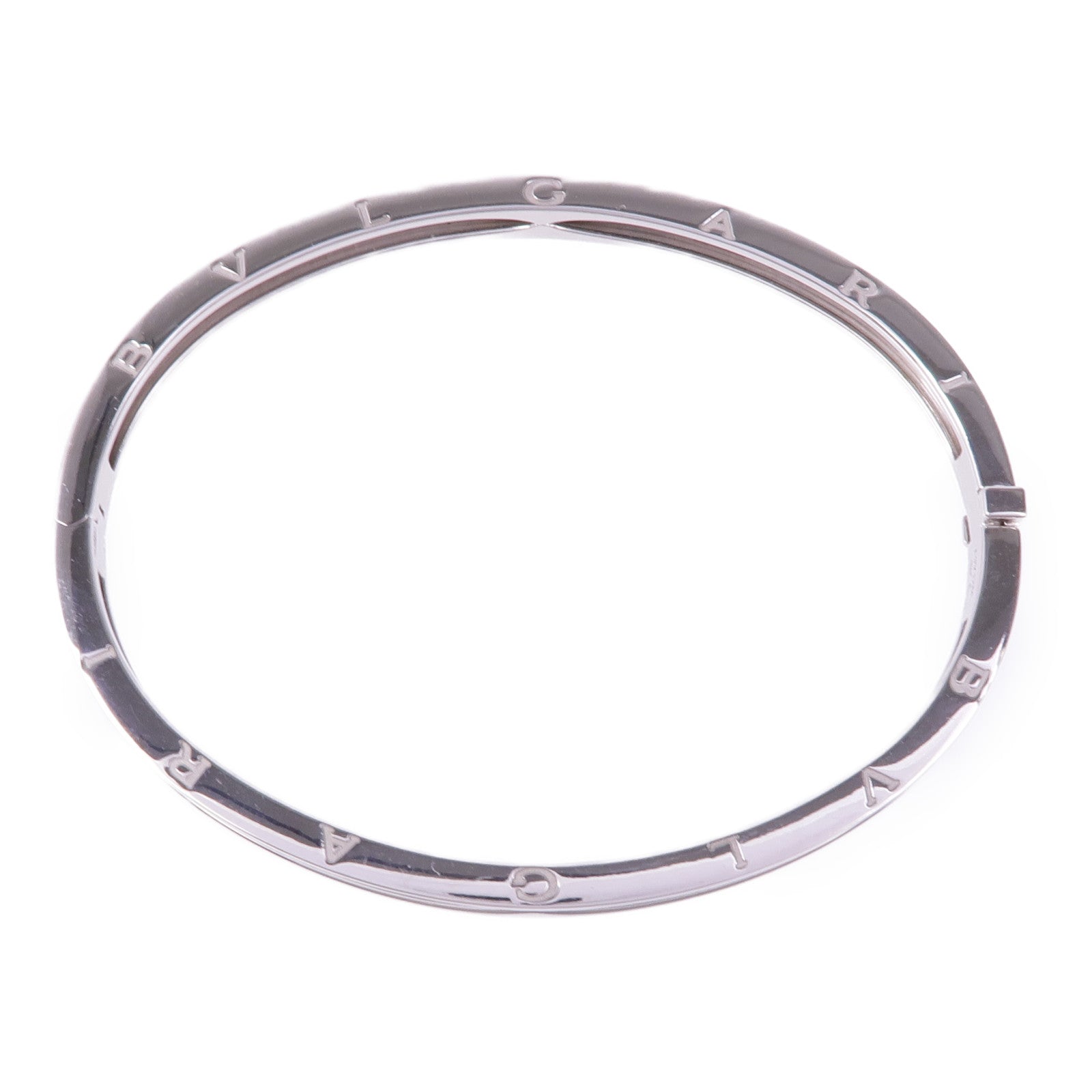 BVLGARI Interlocking Circles Cuff Bracelet Metal Leather Black
