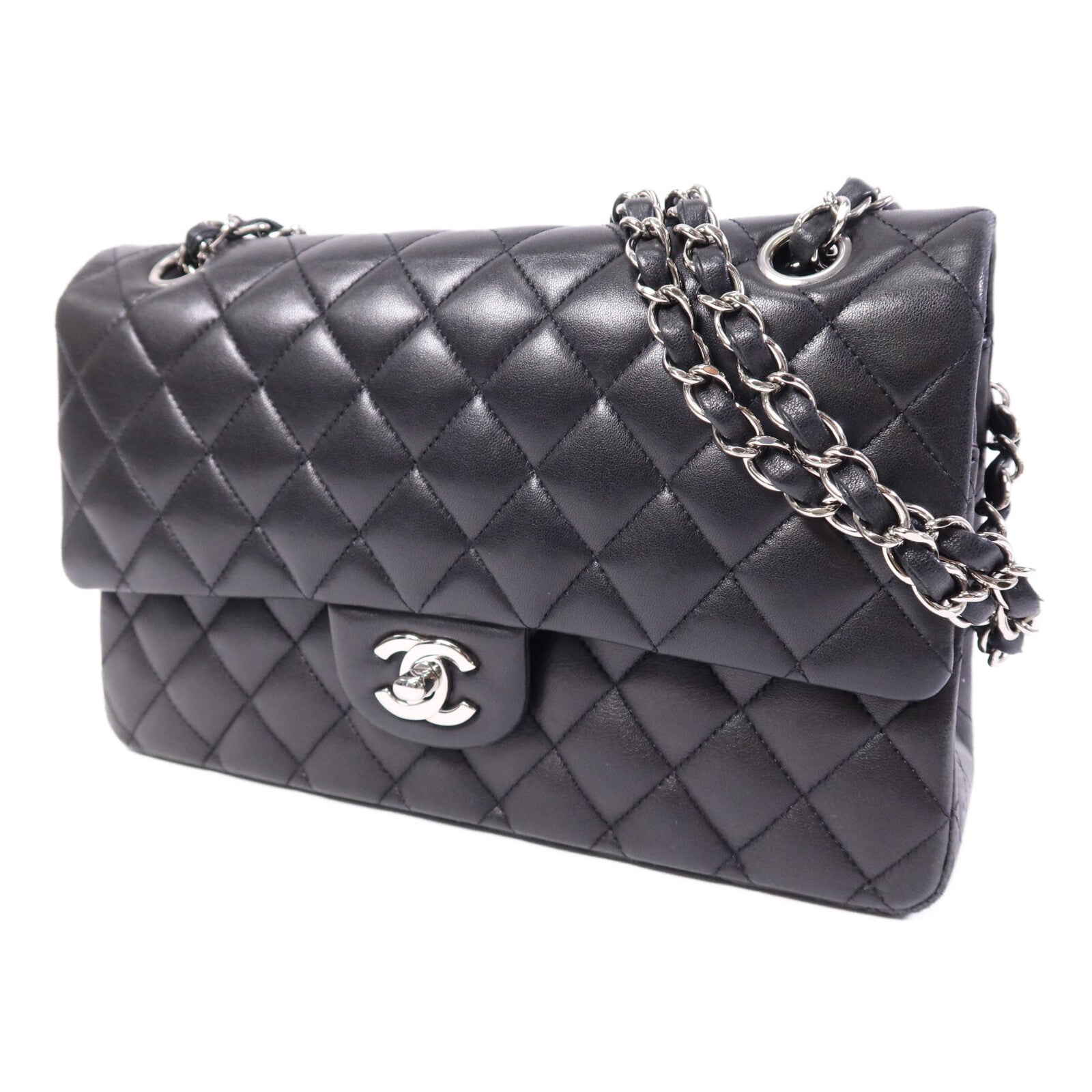 CHANEL 牛皮皮革Classic 25銀扣鏈帶肩背袋