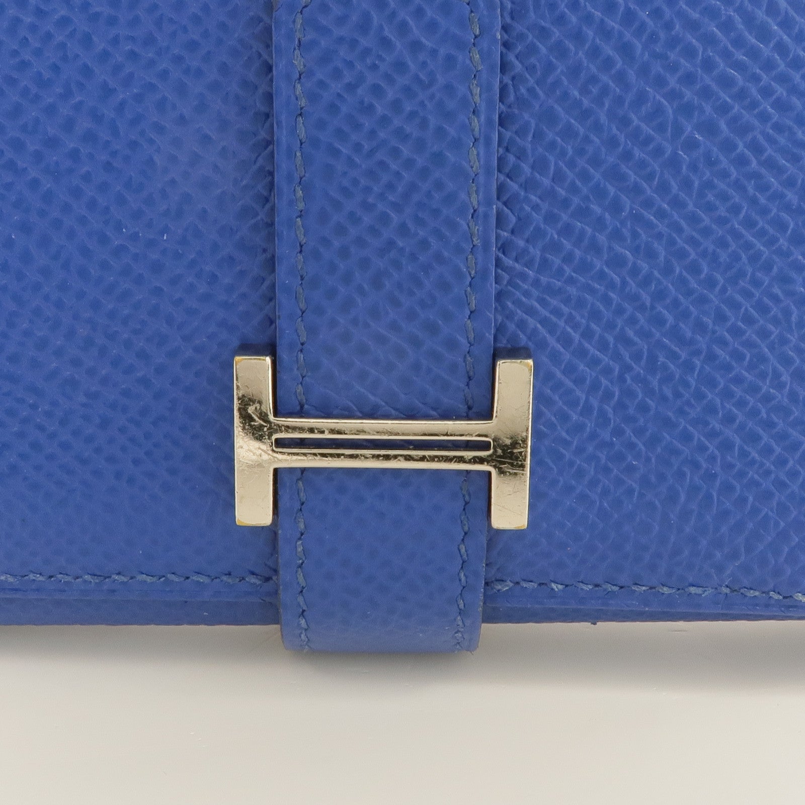 HERMES Epsom皮革Bearn Verso Wallet銀扣錢包Bleu Saphir
