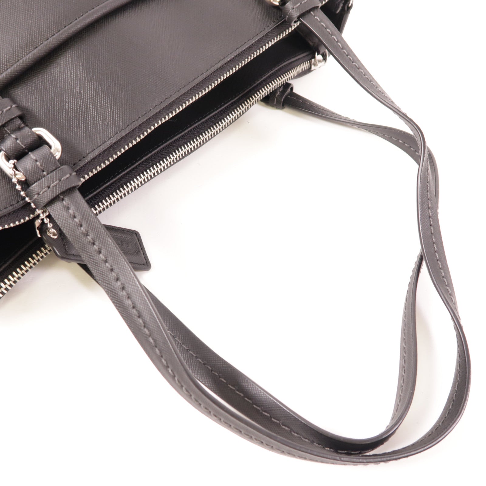 COACH 皮革Tote Bag銀扣肩背袋