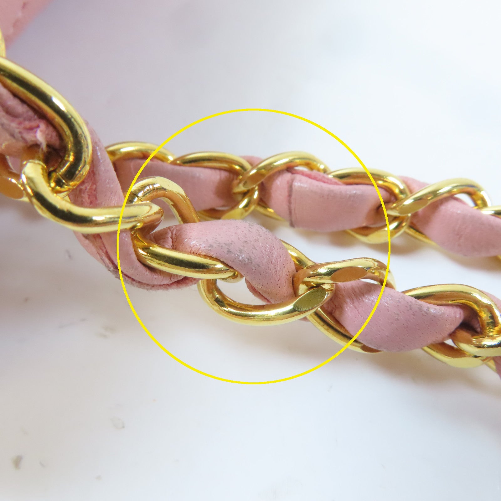 CHANEL 菱格羊皮皮革Chain Shoulder Bag金扣鏈帶肩背袋粉紅色
