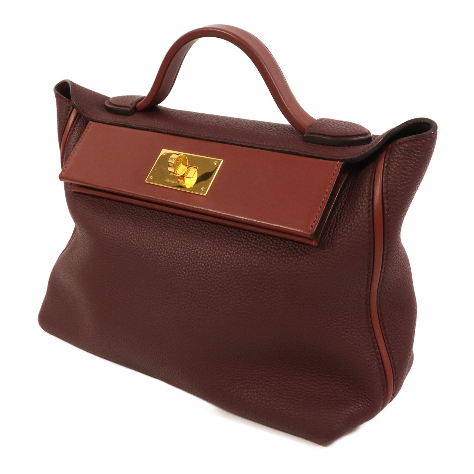 HERMES Clemence皮革24/24 29cm手挽肩背兩用袋Red/Rouge H