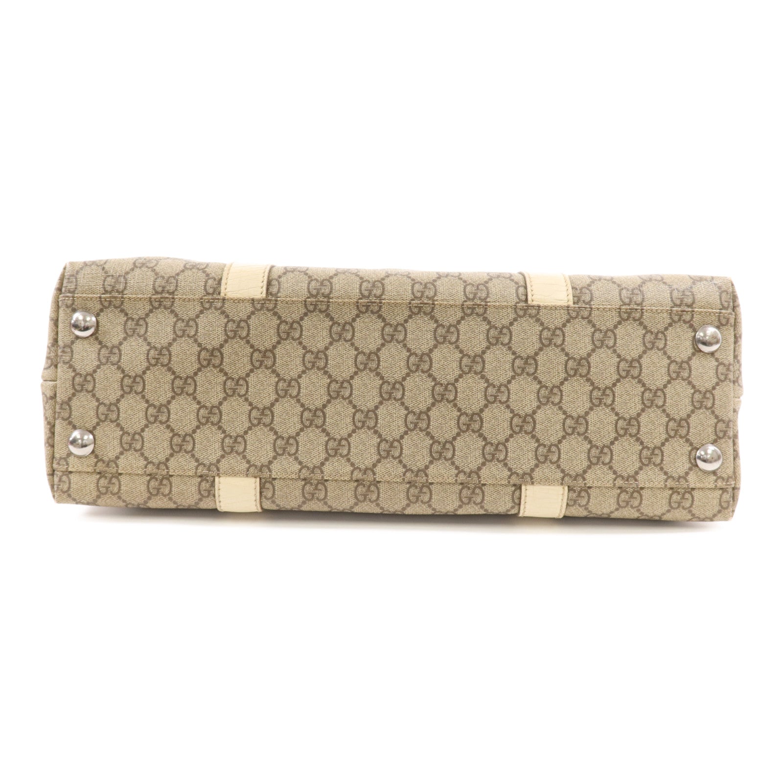 GUCCI 塗層帆布Tote Bag銀扣肩背袋