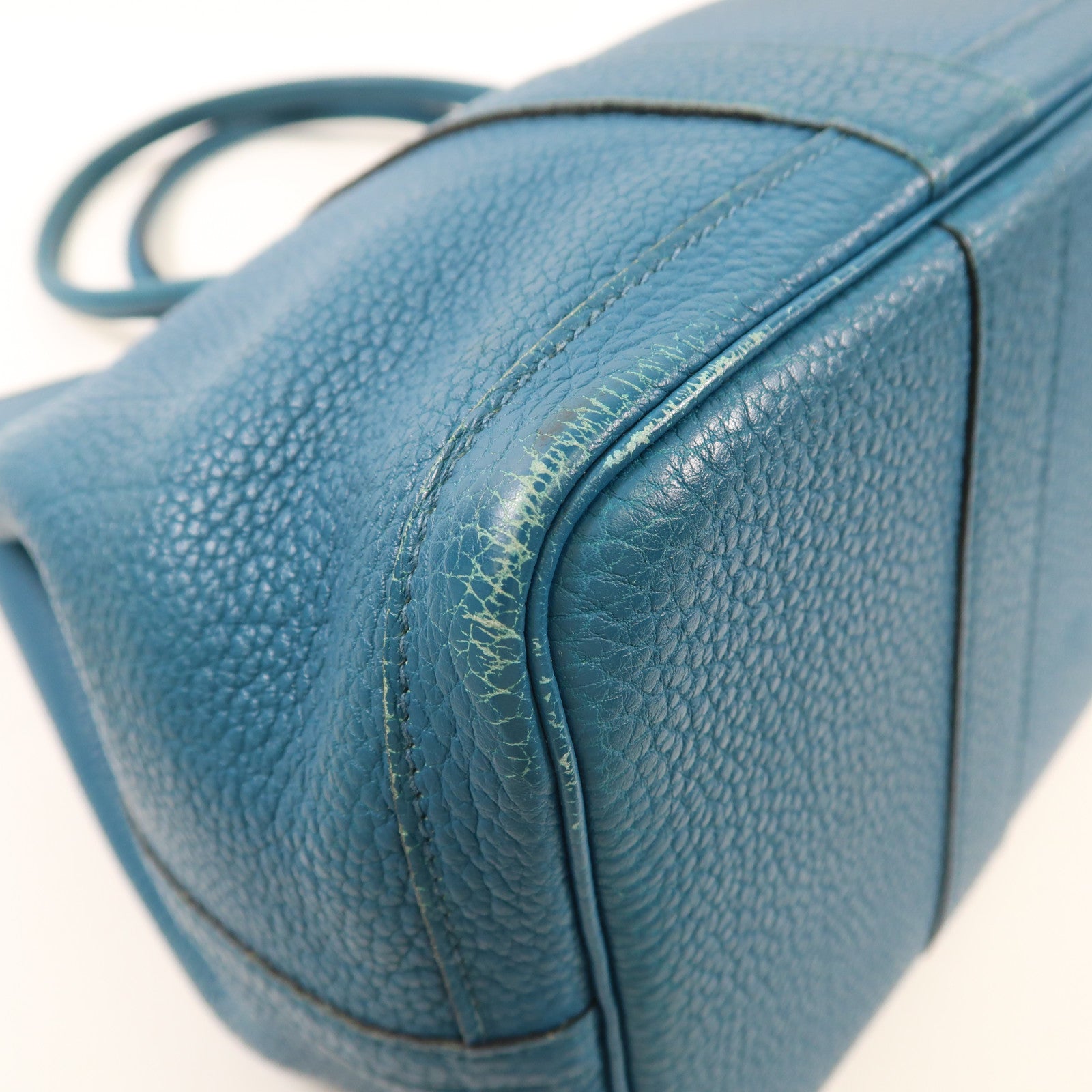 HERMES【激減優惠】 Negonda皮革Garden Party PM銀扣手挽袋Cobalt