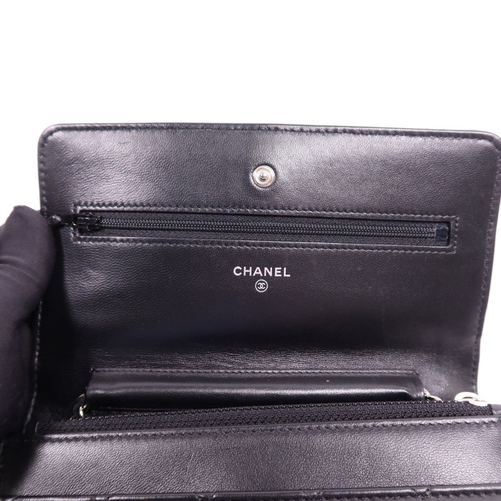 CHANEL 羊皮皮革WOC Wallet On Chain銀扣鏈帶肩背袋