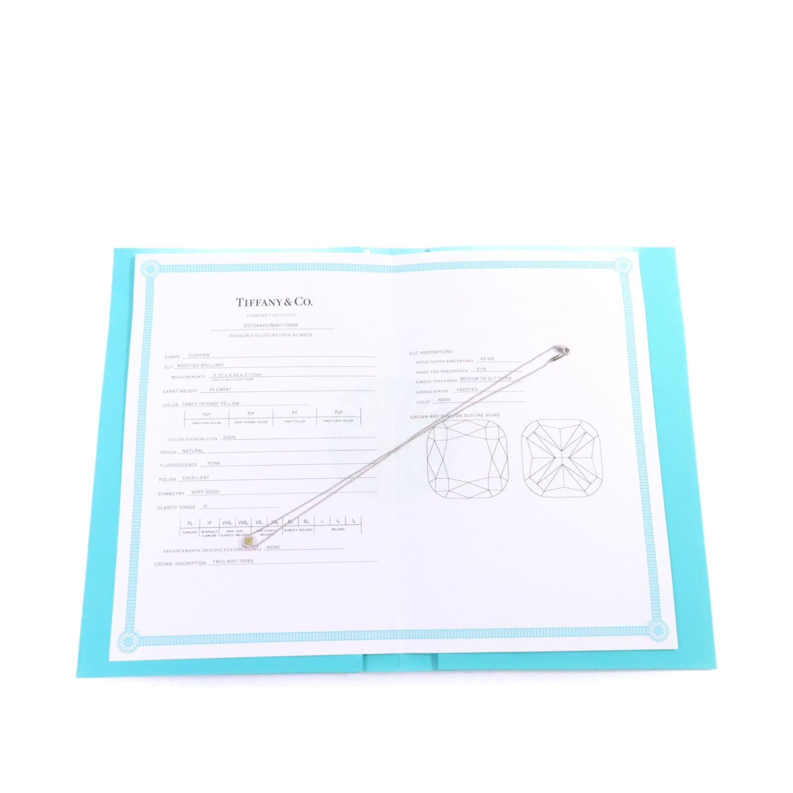 TIFFANY＆CO PT950鉑金/18K白金/0.24ct鑽石Diamond Necklace項鍊