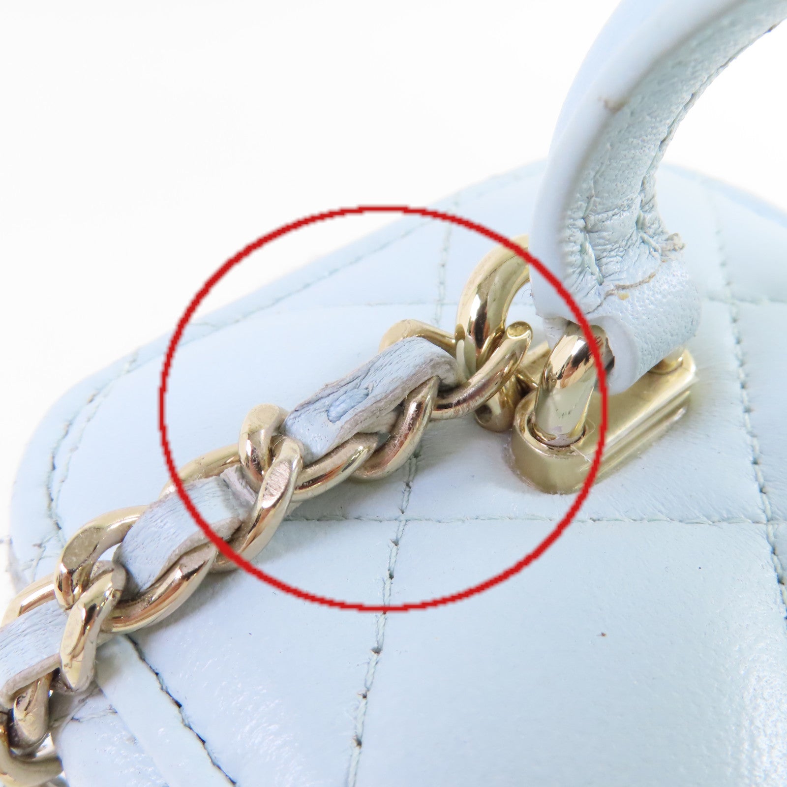 CHANEL 【激減優惠】菱格牛皮皮革Vanity Chain Shoulder Bag金扣鏈帶肩背袋淺藍色