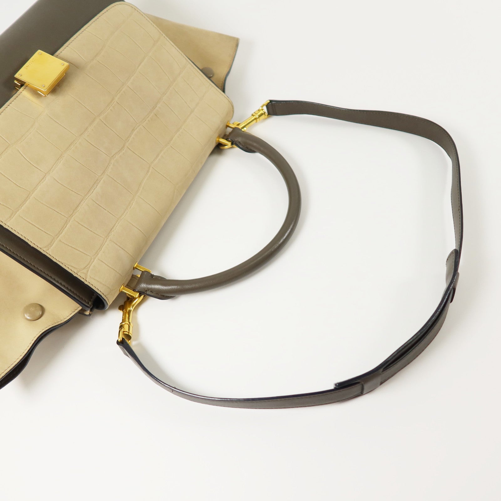 CELINE 牛皮皮革Trapeze金扣手挽肩背兩用袋