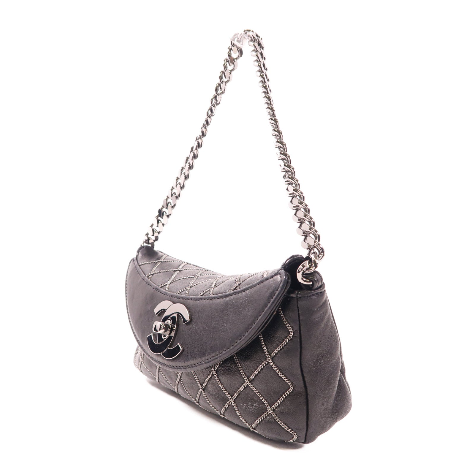 CHANEL 羊皮皮革Chain Stitch Clutch鏈帶肩背袋