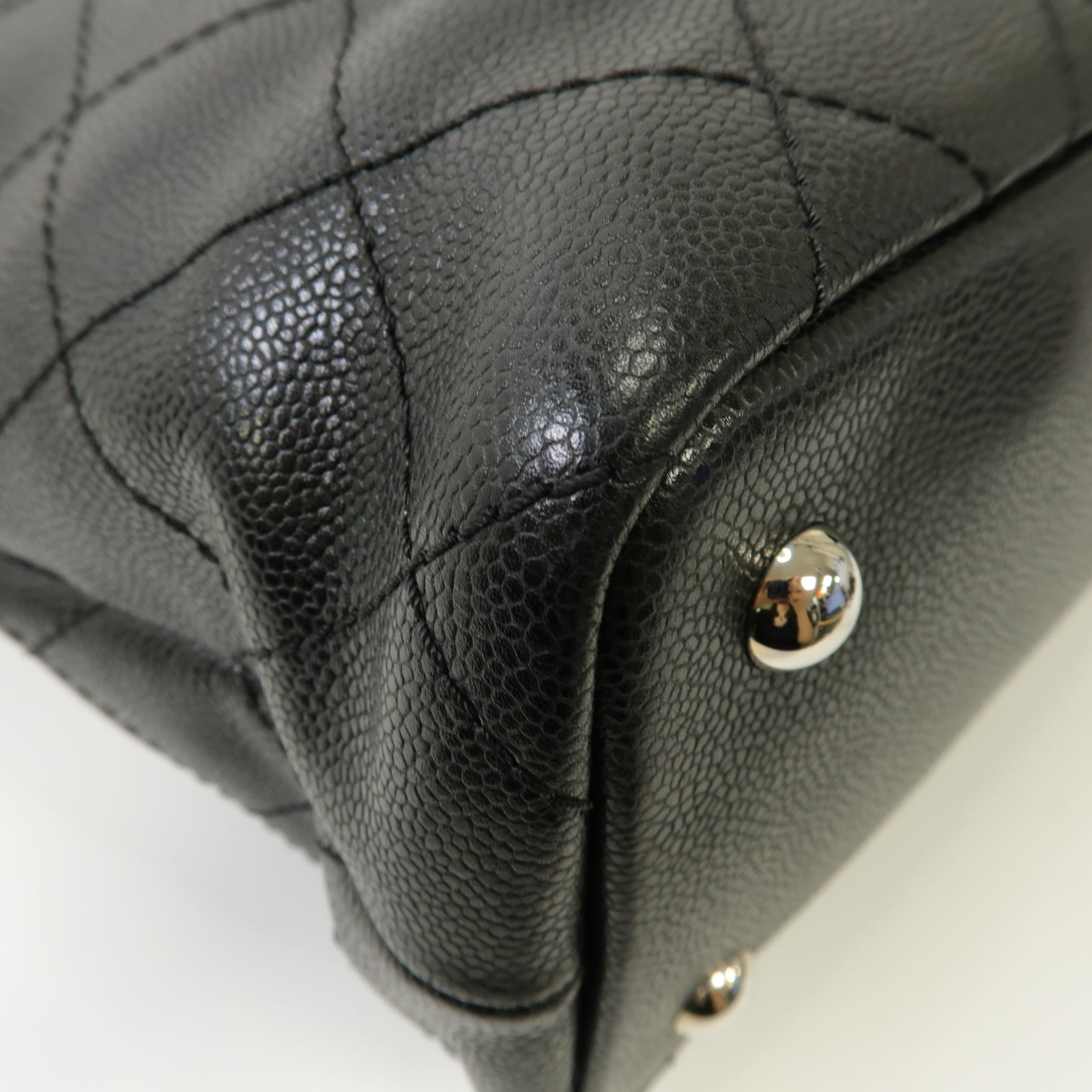 CHANEL 【激減優惠】菱格Caviar皮革Tote Bag銀扣手挽袋黒色