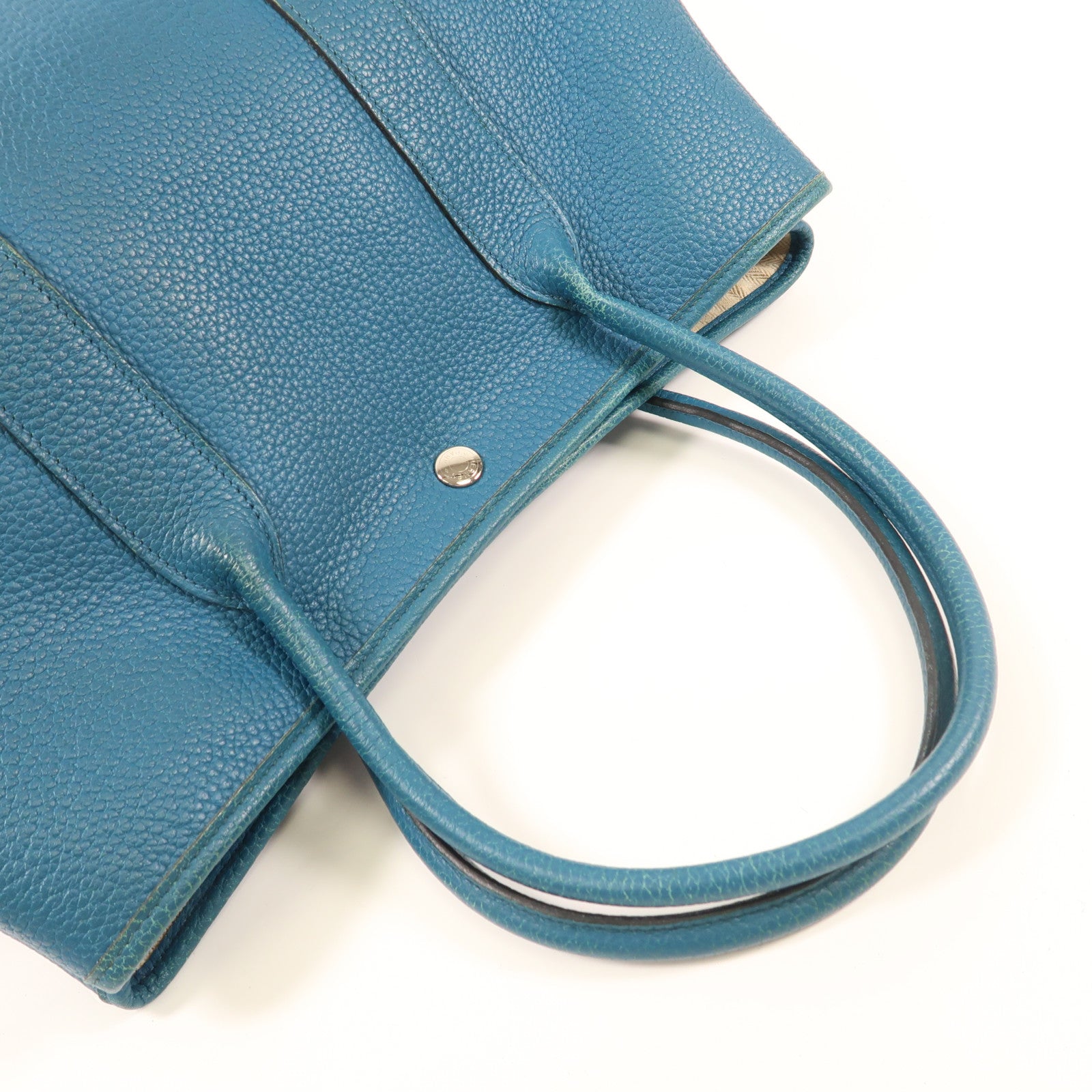 HERMES【激減優惠】 Negonda皮革Garden Party PM銀扣手挽袋Cobalt