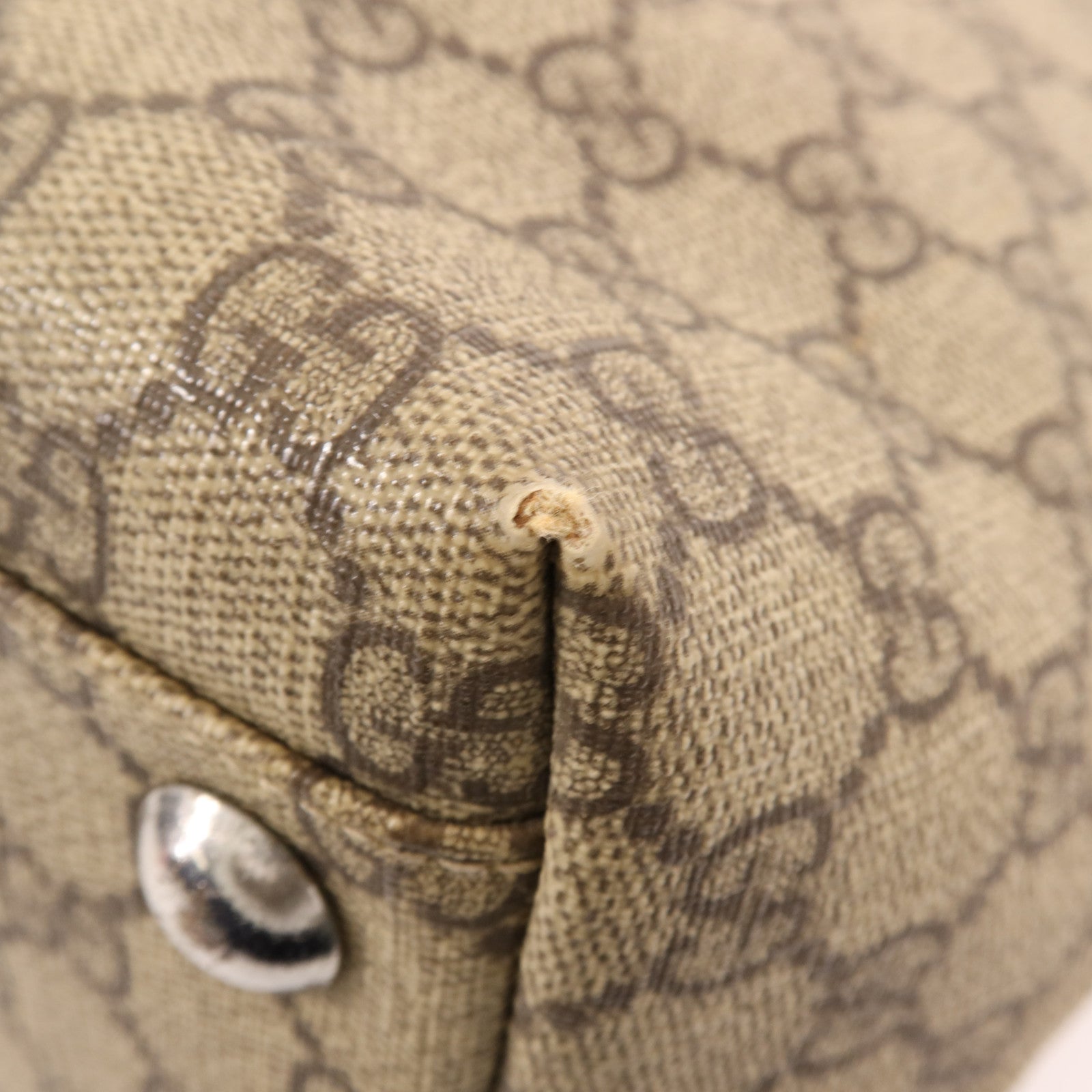 GUCCI 塗層帆布Tote Bag銀扣肩背袋