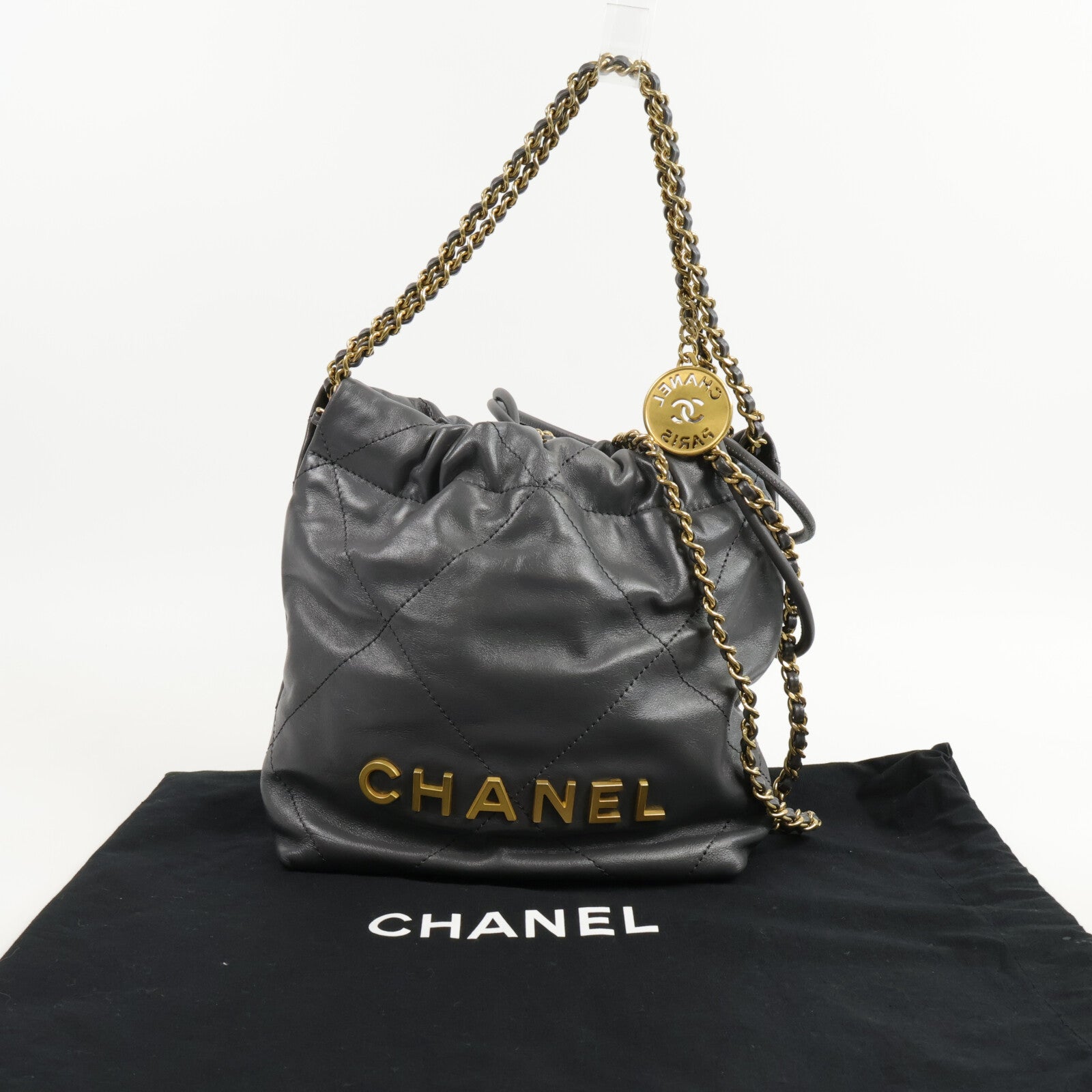 CHANEL 羊皮皮革Chanel 22 Mini鏈帶手挽肩背兩用袋