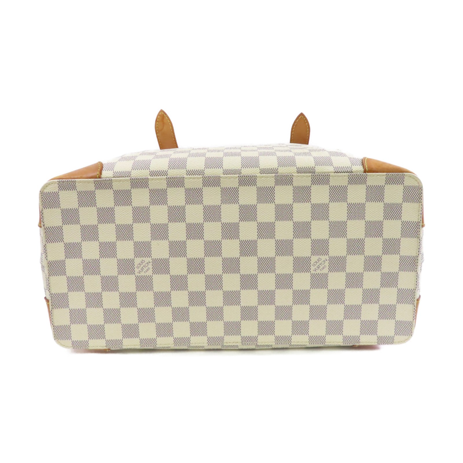 LOUIS VUITTON Damier Azur Hampstead MM金扣手挽袋白色