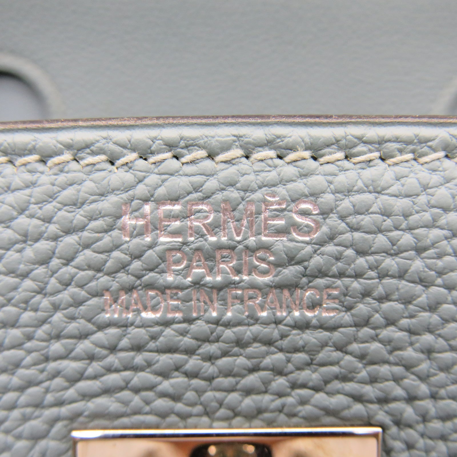 HERMES [Sharp Discount] Clemence Leather Birkin 40 Silver Buckle Hand Bag Gray Blue/Blue Ciel/7G
