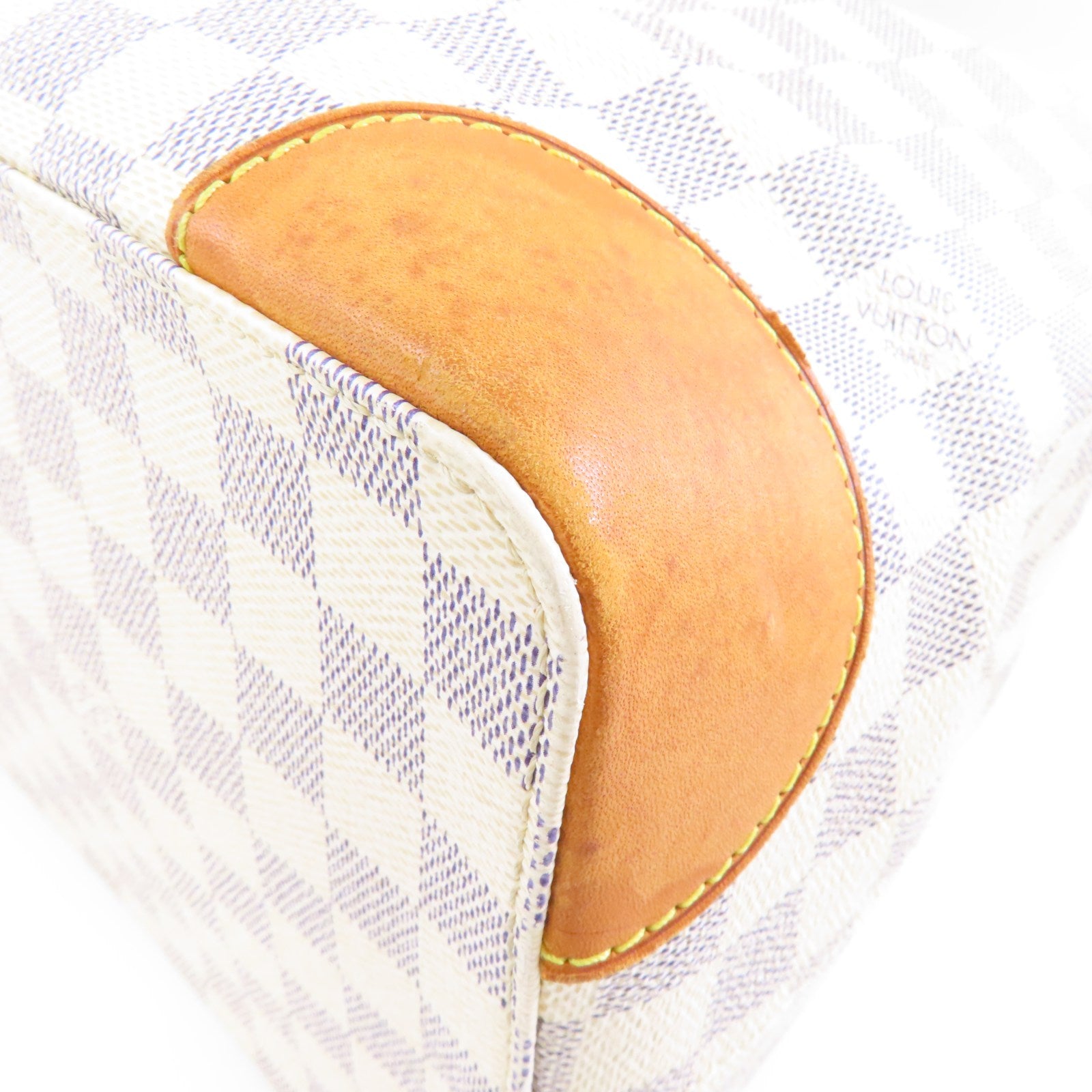 LOUIS VUITTON Damier Azur Hampstead MM金扣手挽袋白色