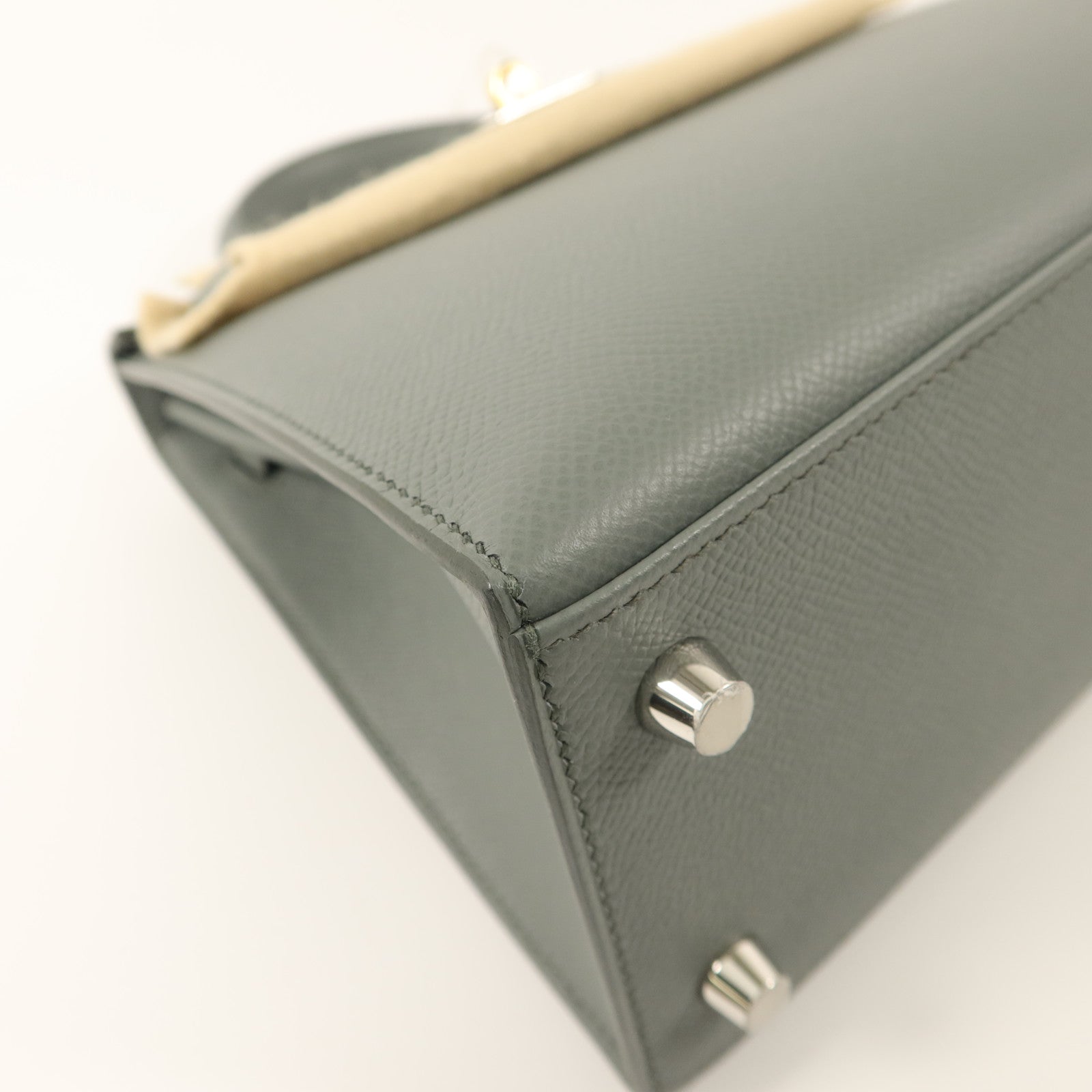 HERMES Epsom皮革Kelly 25手挽肩背兩用袋Vert Amande