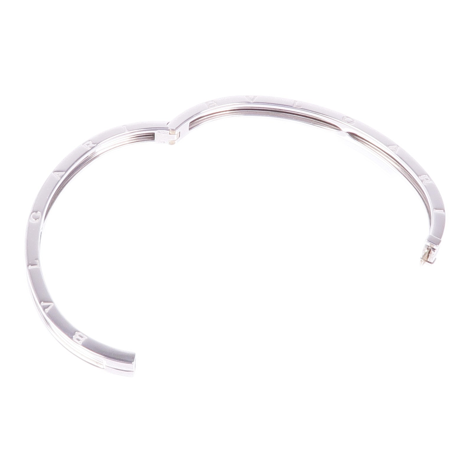 BVLGARI Interlocking Circles Cuff Bracelet Metal Leather Black