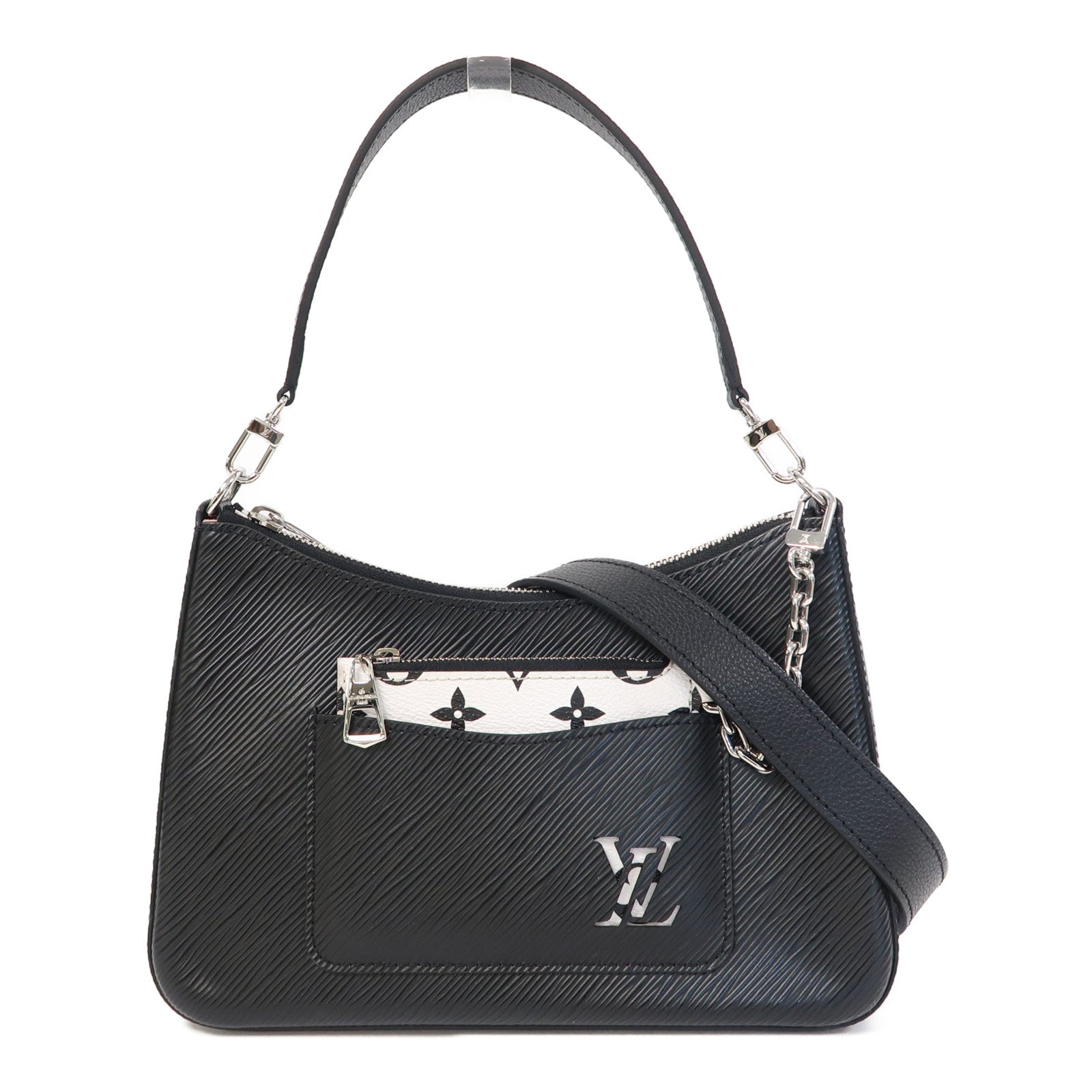 LOUIS VUITTON Epi Marelle銀扣肩背袋黑色