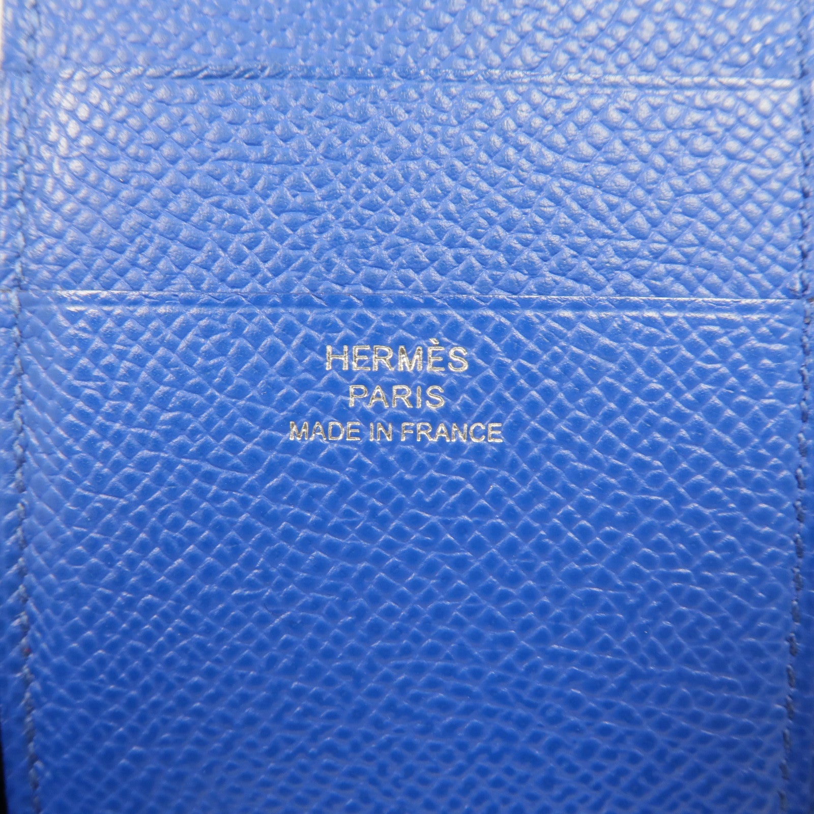 HERMES Epsom皮革Bearn Verso Wallet銀扣錢包Bleu Saphir