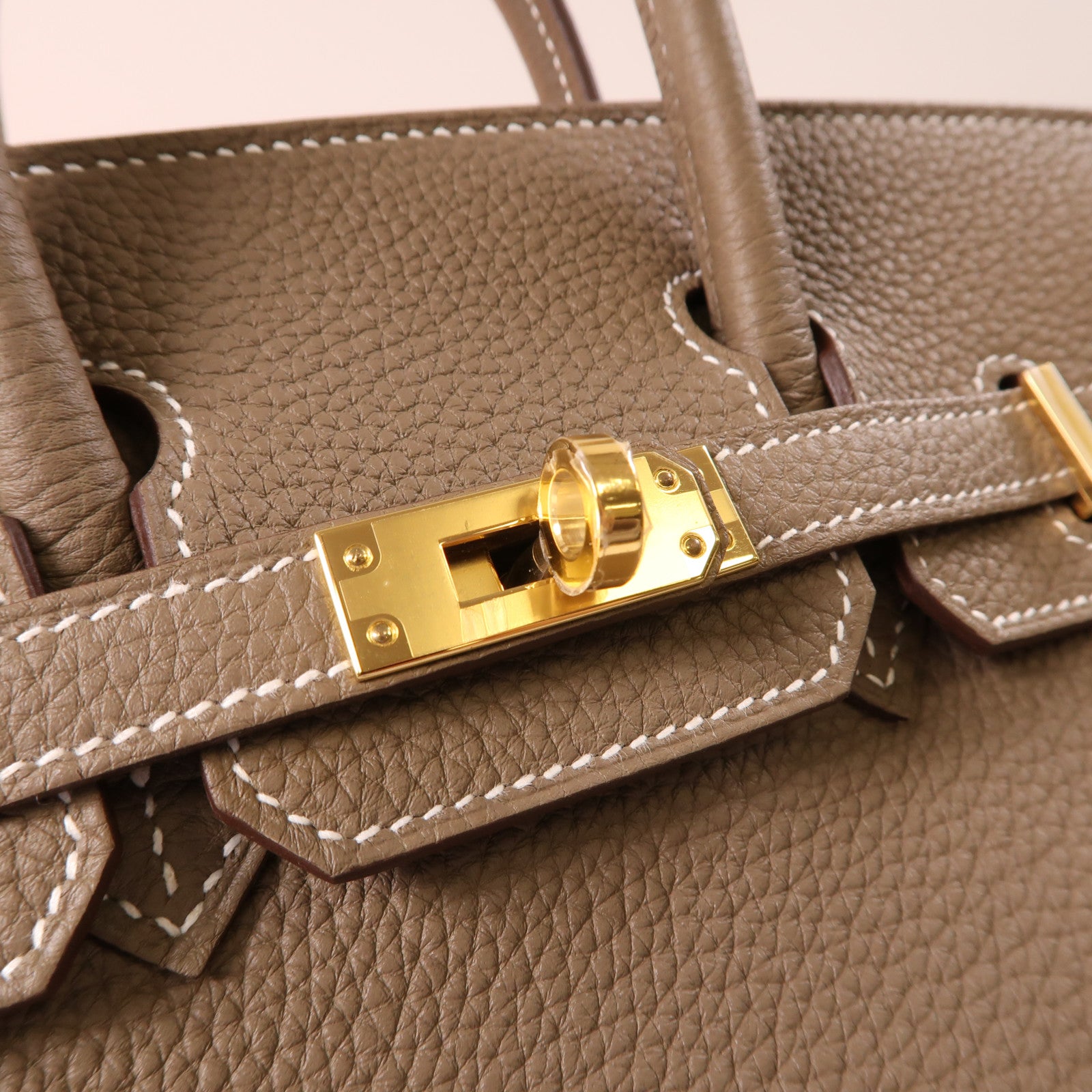 HERMES (PRICE DOWN) GHW Birkin 25 Handbag Togo Leather Etoupe Gray