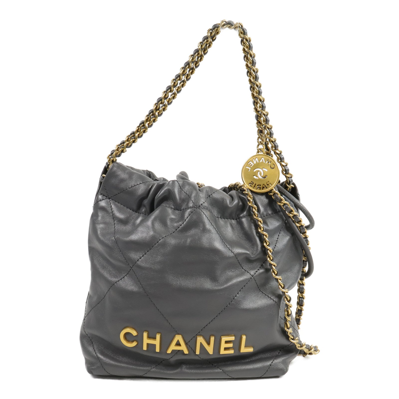 CHANEL 羊皮皮革Chanel 22 Mini鏈帶手挽肩背兩用袋