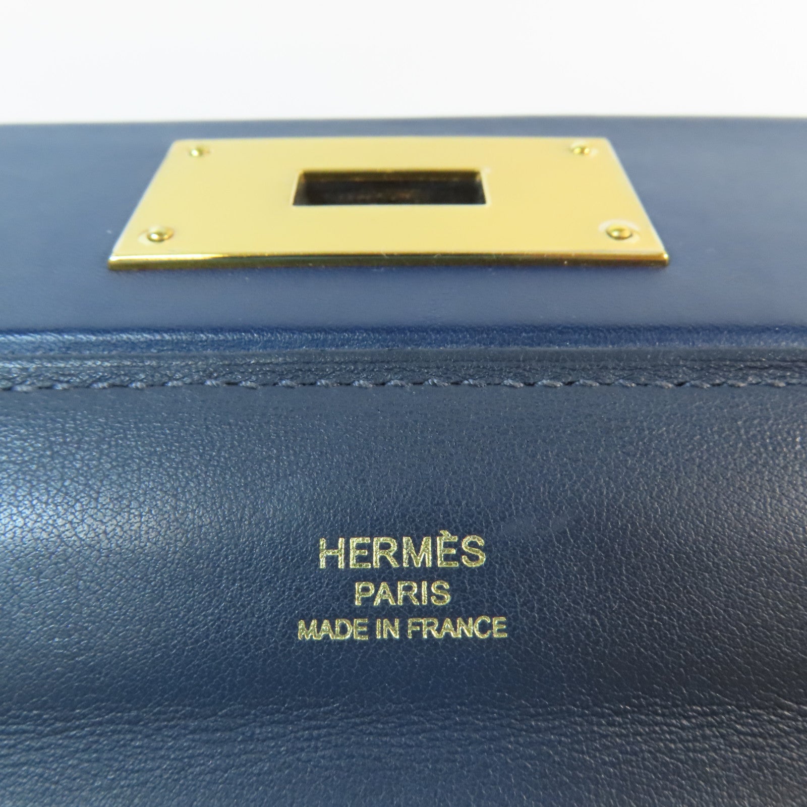 HERMES Evercolor皮革Mini 24/24金扣手挽肩背兩用袋Bleu Nuit