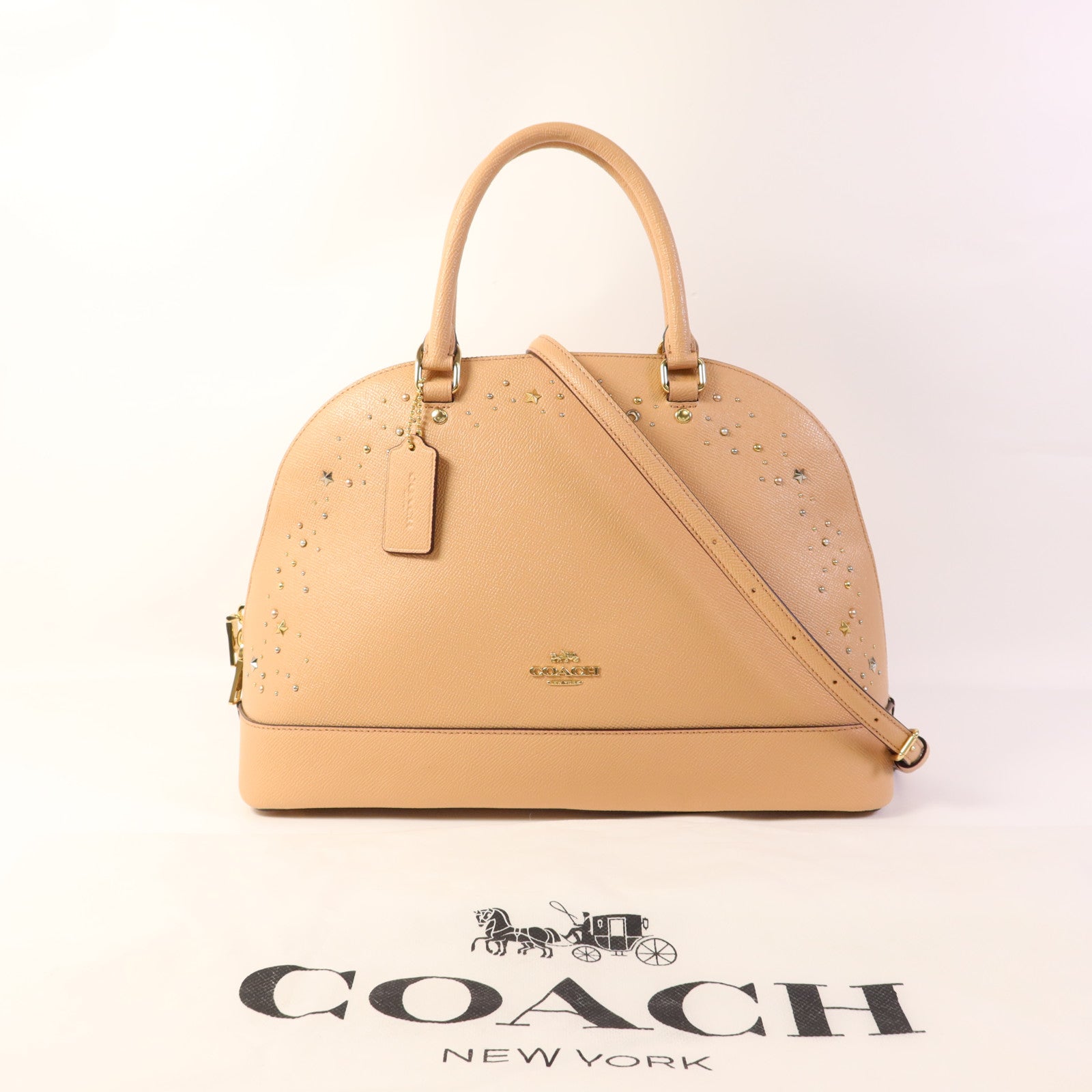 COACH 牛皮皮革2 Way Shoulder Bag金扣手挽肩背兩用袋
