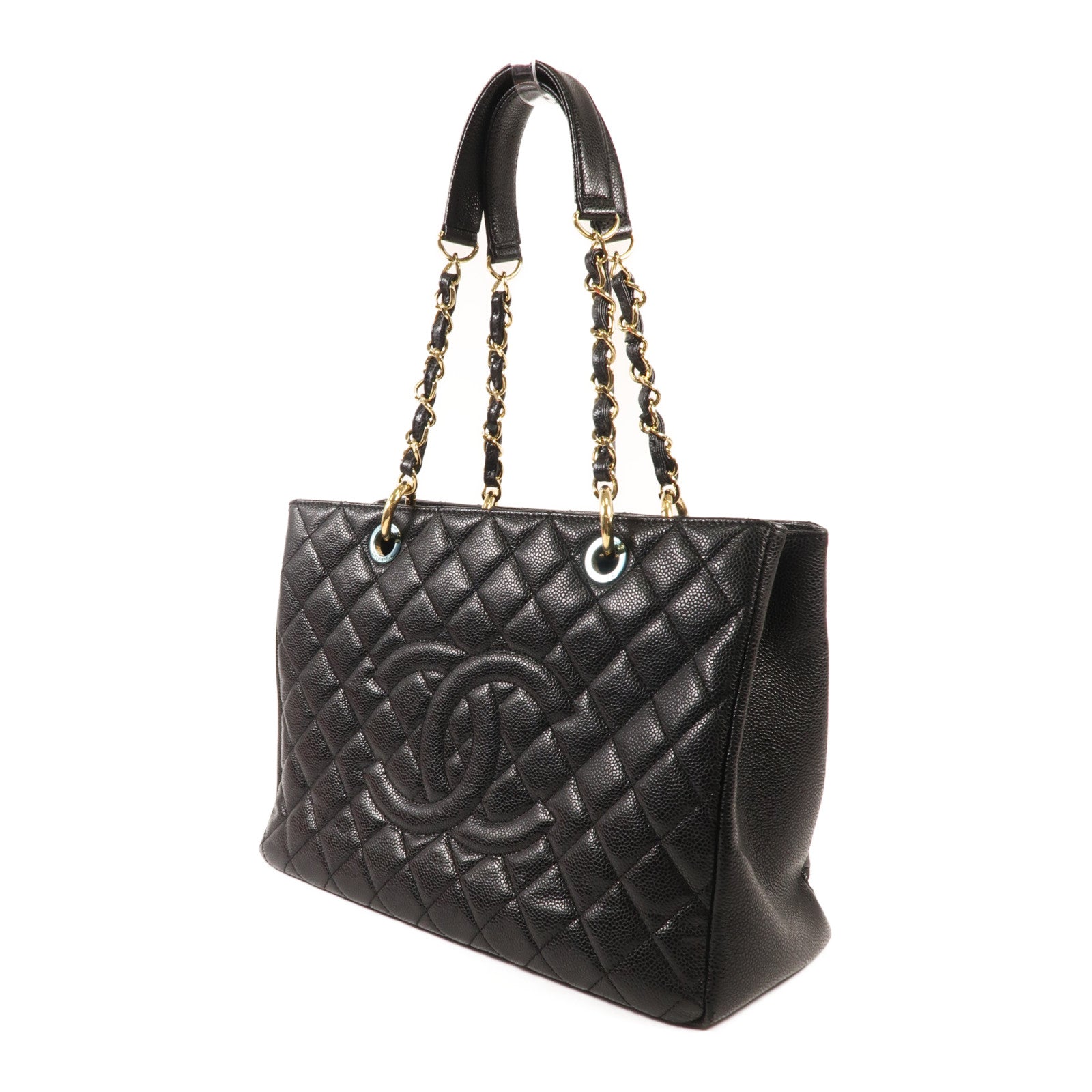 CHANEL 牛皮皮革GST Grand Shopping Tote金扣鏈帶肩背袋