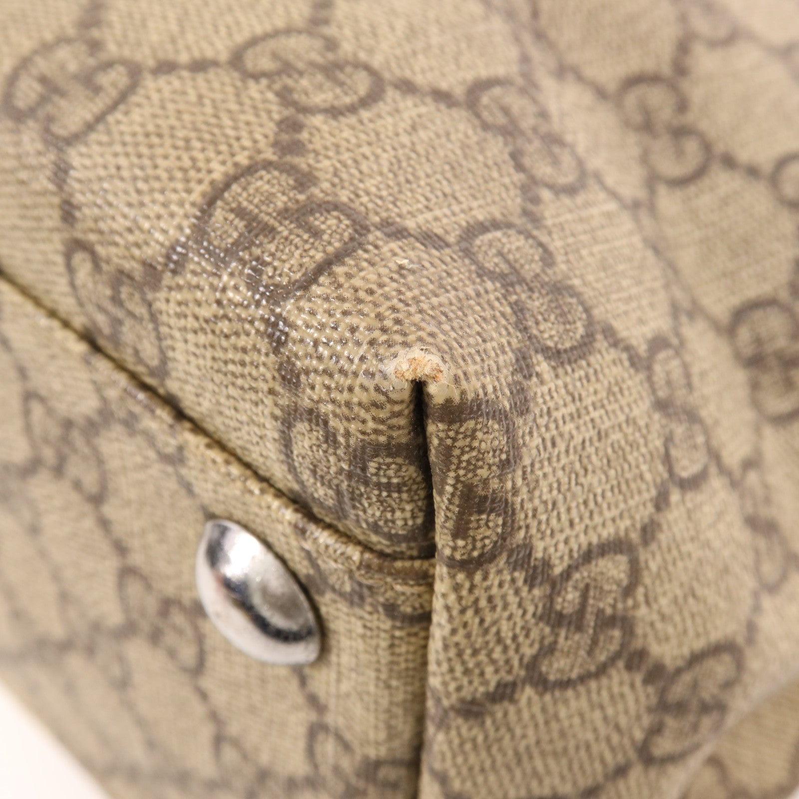 GUCCI 塗層帆布Tote Bag銀扣肩背袋