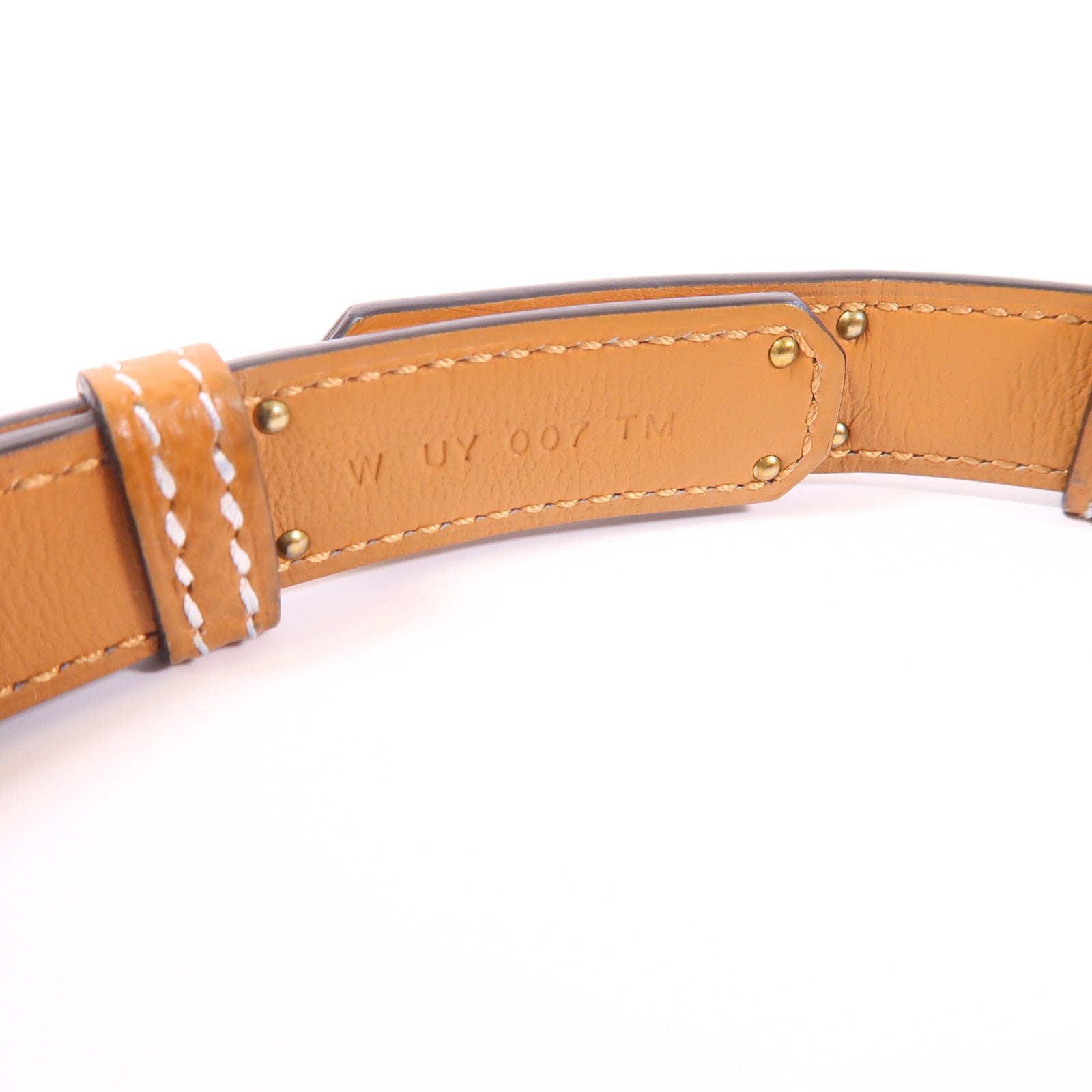 HERMES Epsom皮革Kelly 18 Belt皮帶37 Gold