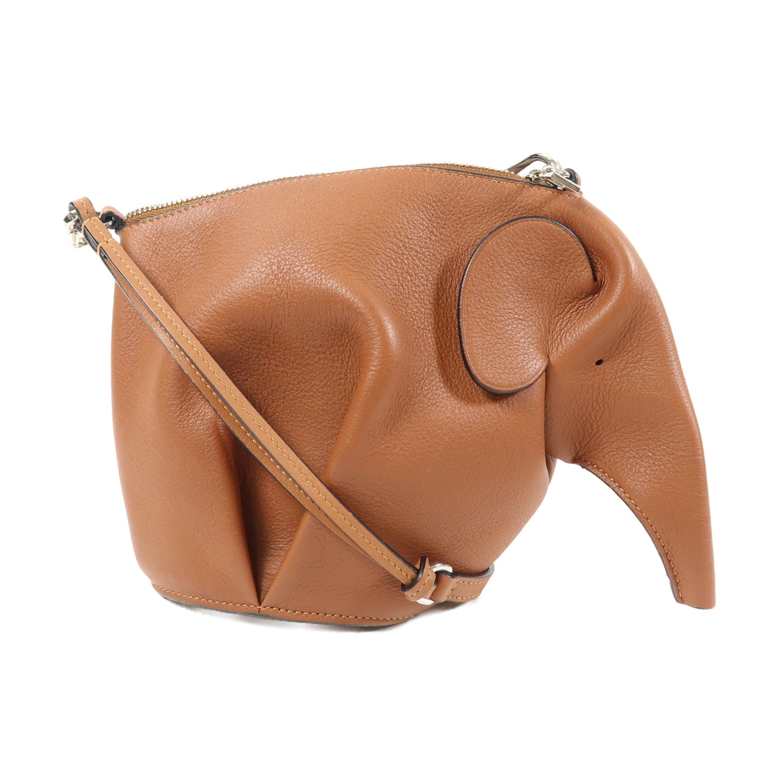 LOEWE 牛皮皮革Elephant Bag銀扣肩背袋