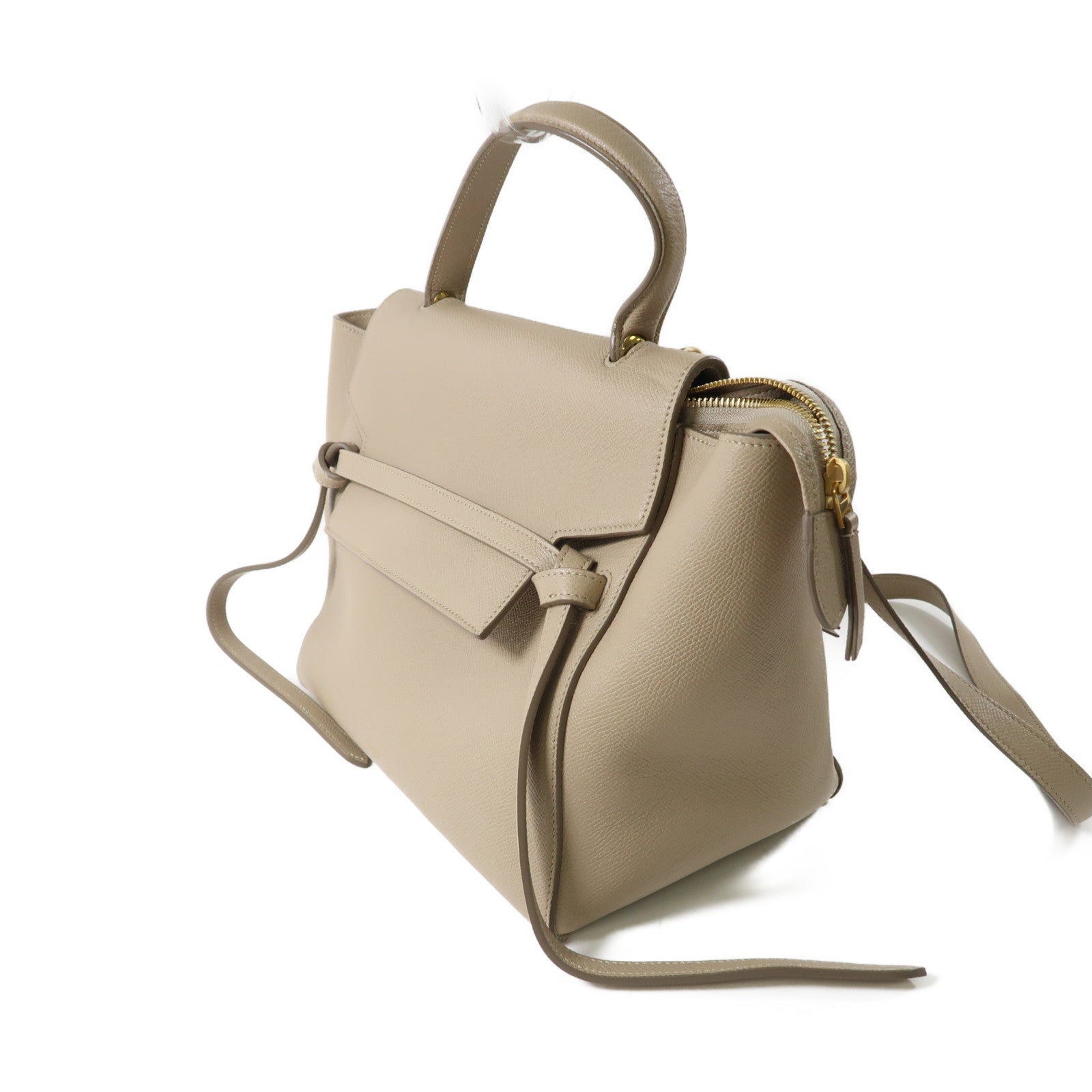 CELINE 牛皮皮革Belt Bag金扣手挽肩背兩用袋杏色