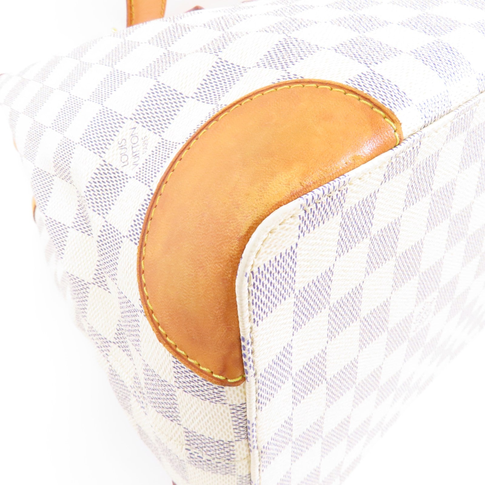 LOUIS VUITTON Damier Azur Hampstead MM金扣手挽袋白色