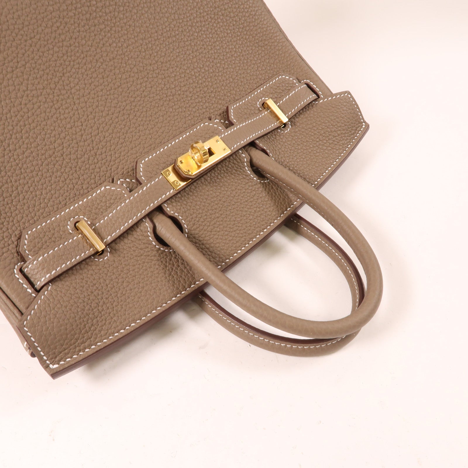 HERMES (PRICE DOWN) GHW Birkin 25 Handbag Togo Leather Etoupe Gray