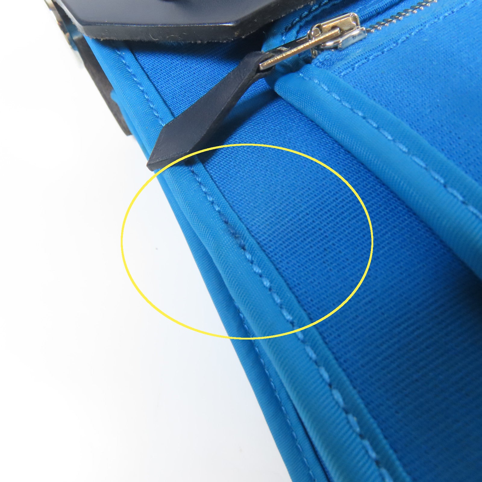 HERMES 帆布Herbag銀扣手挽肩背兩用袋藍色