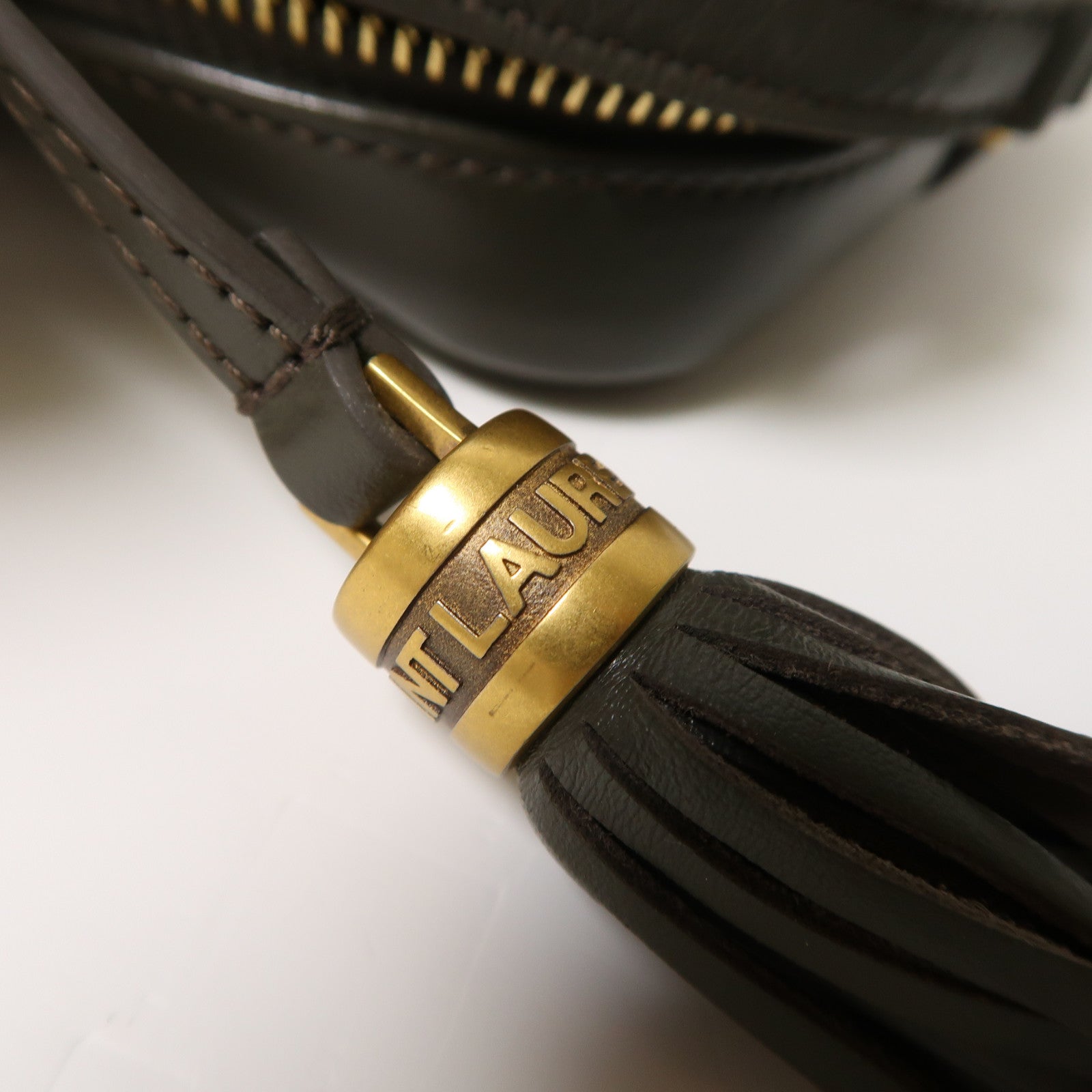 SAINT LAURENT 牛皮皮革Shoulder Bag金扣肩背袋深綠色