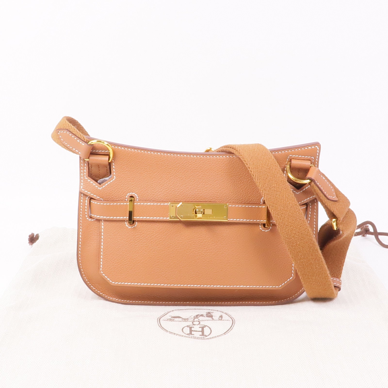 HERMES Evercolor皮革Jypsiere Mini金扣肩背袋37 Gold