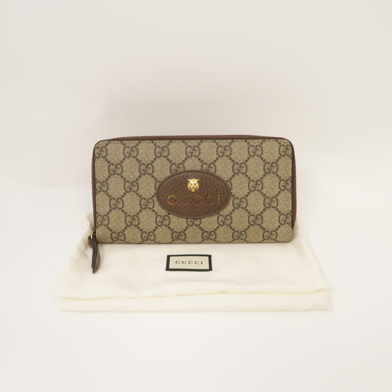 GUCCI 【激減優惠】塗層帆布Long Wallet金扣長錢包啡色