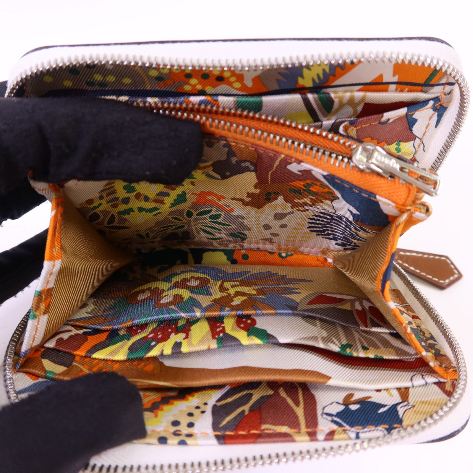 HERMES Evercolor皮革Silk In Wallet銀扣錢包