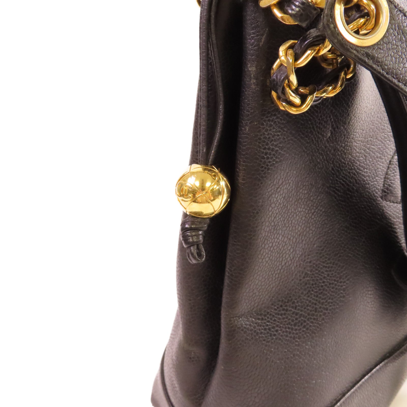 CHANEL 【激減優惠】Caviar皮革Vintage Shoulder Bag金扣肩背袋黑色