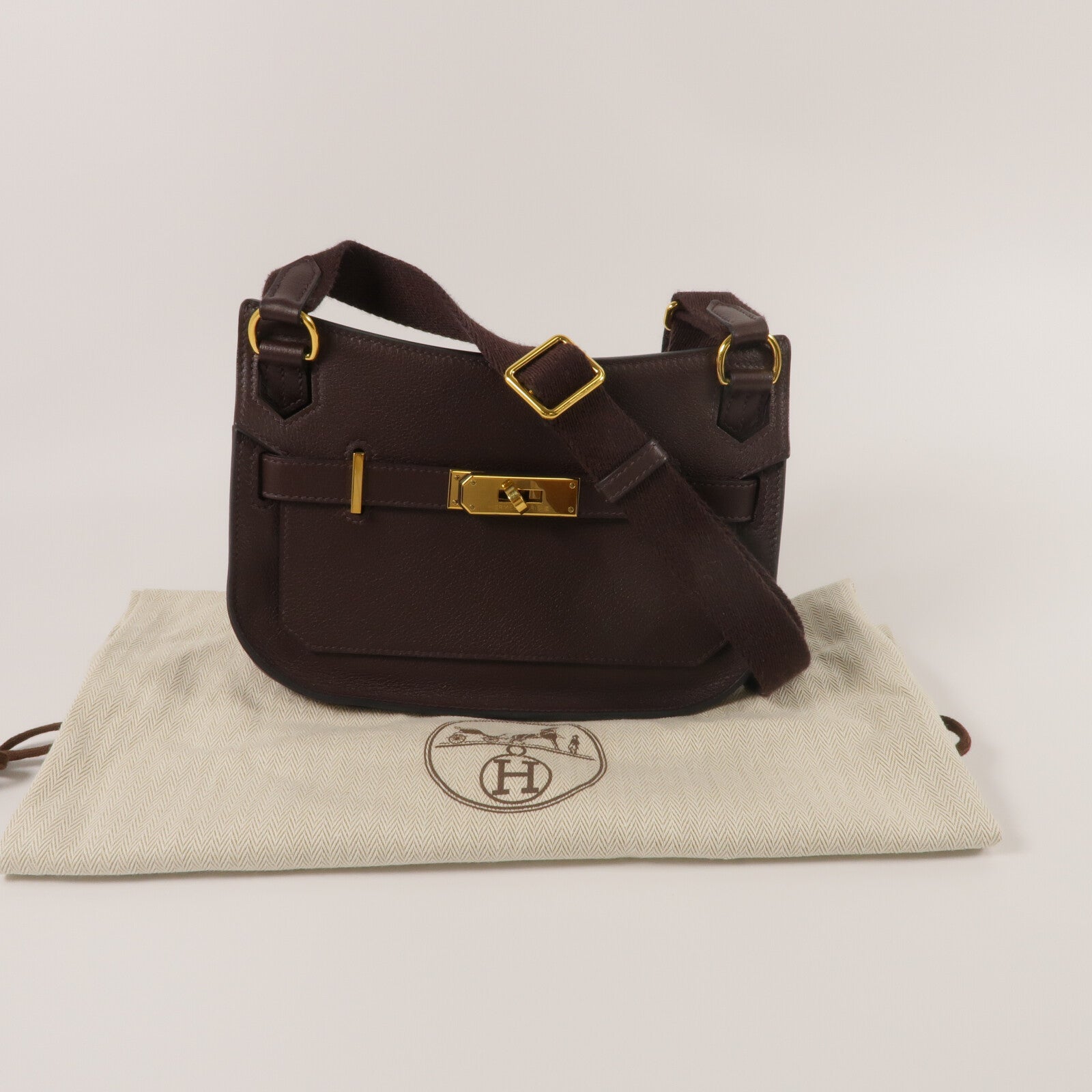 HERMES Evercolor皮革Mini Jypsiere肩背袋Chocolate