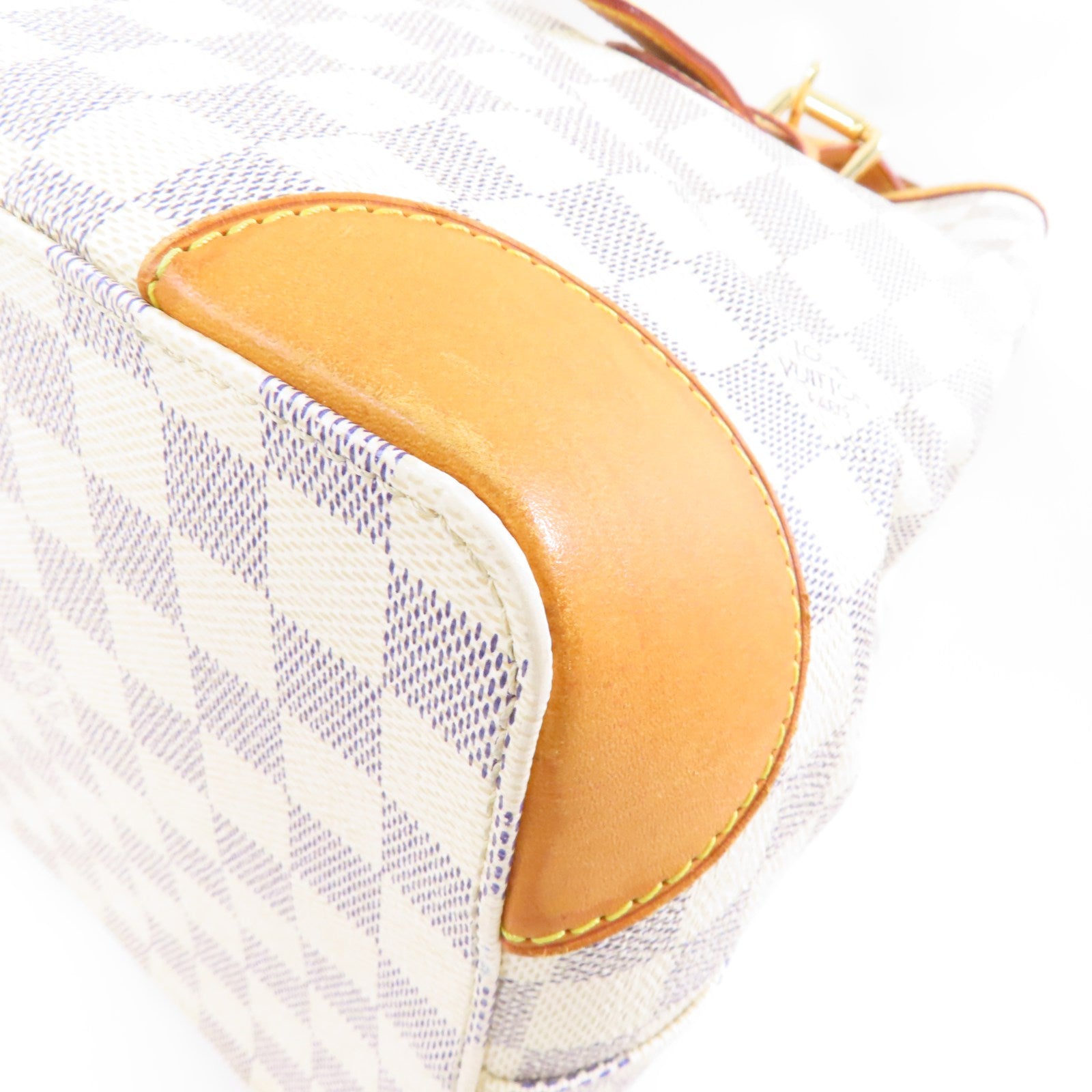 LOUIS VUITTON Damier Azur Hampstead MM金扣手挽袋白色