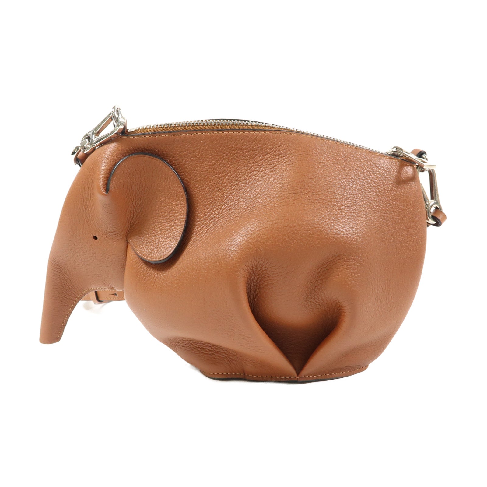 LOEWE 牛皮皮革Elephant Bag銀扣肩背袋
